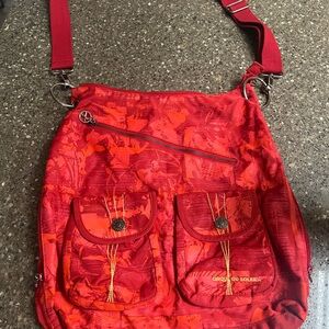 Cirque du Soleil Red Crossbody Bag Lots of Pockets ECU Boho Hippie Circus Purse